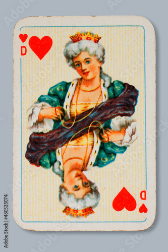 Patience Spielkarte Dame Herz