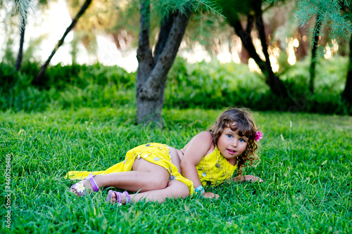 girl relaxing on the grass
