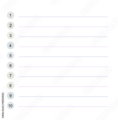 Small note to do list with numbering vector illustration. Memo, planner, goals, reminder, quick notes write down. List of tasks small sheet, empty space text. Business lined organizer blank. Planning