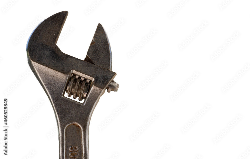 Adjustable Wrench White Background Close Adjustable Wrench