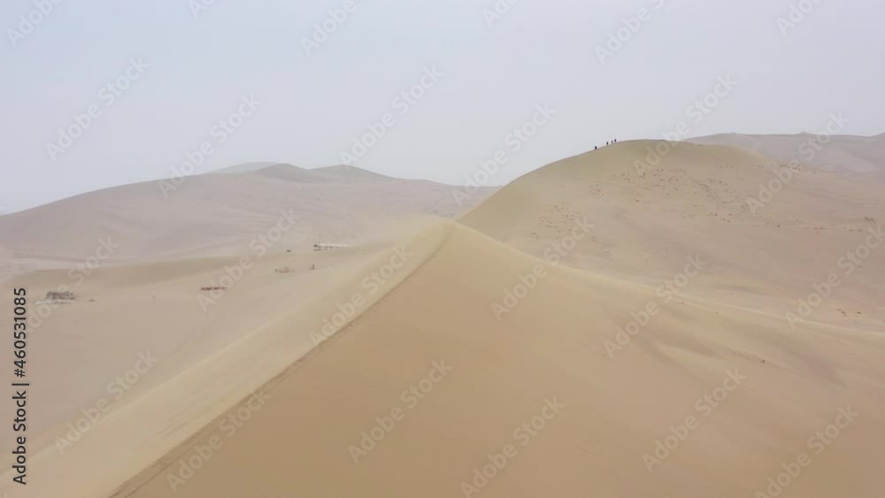 sunny evening time desert dunes aerial panorama 4k china sunny evening time desert dunes aerial panorama 4k china