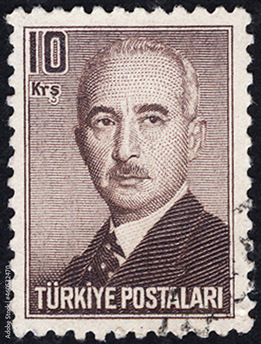 Republic of Turkey postage stamp. Republic of Turkey historical stamp. A postage stamp printed in Republic of Turkey.