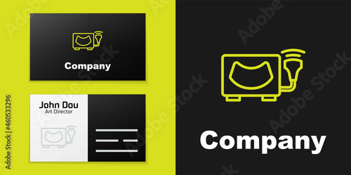 Logotype line Ultrasound icon isolated on black background. Medical equipment. Logo design template element. Vector