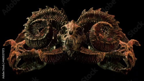 Scary Goat Skull VJ Loop – is a cool scary animation of devil goat skull. It is perfect to use on VJ thematic sets, metal and gothic festivals, halloween parties or your performances.
