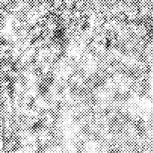 Halftone dotted grungy backdrop. Trendy distress dirty design element. Spotted circles. Overlay dots texture. Grungy style