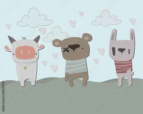 Vector illustration of cartoon animals.