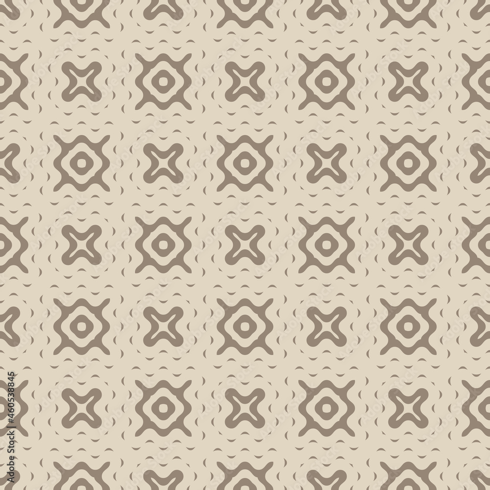 Simple vintage seamless ornament. Vector pattern with liquid and wavy brown, beige shapes. The illustration is used in the design of wallpapers, covers, packaging, paper, business cards, textiles.