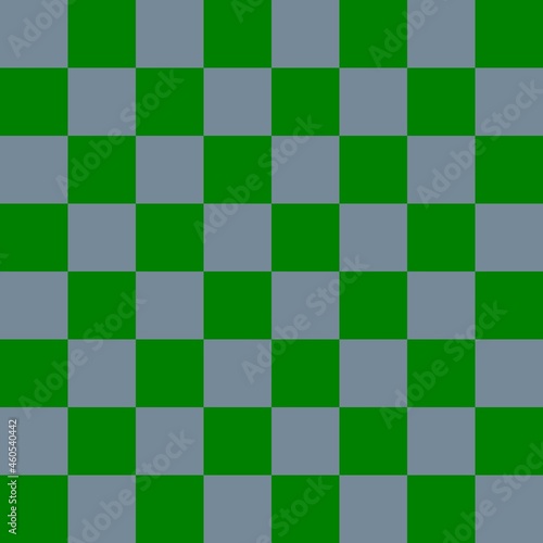 Checkerboard 8 by 8. Green and Light Slate Grey colors of checkerboard. Chessboard, checkerboard texture. Squares pattern. Background.