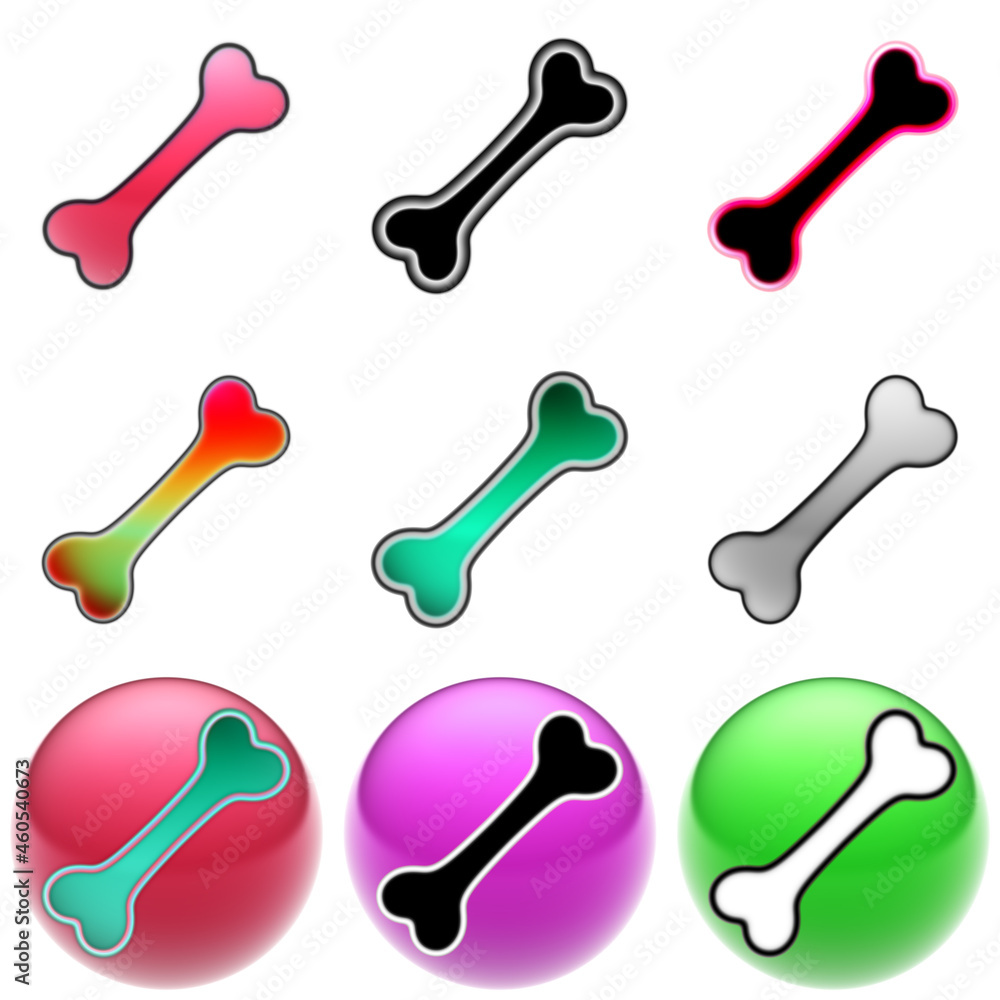 The collection of bone icons on white background. Illustration. The collection of bone icons on white background. Illustration.