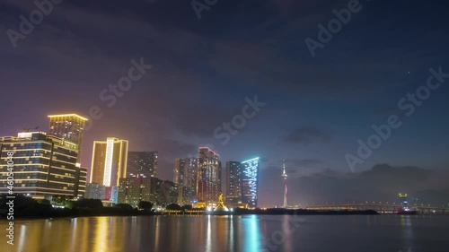 Wallpaper Mural sunset sky macau city famous tower bay panorama timelapse 4k  china Torontodigital.ca