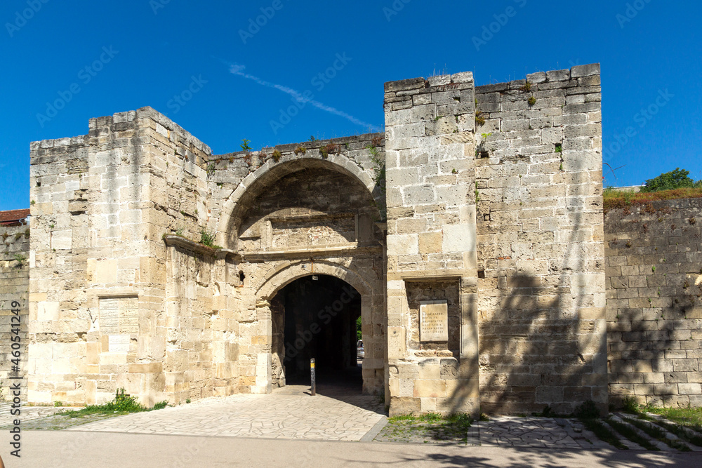 Market gate at ruins of medieval fortification in town of Vidin, Bulgaria