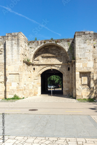 Market gate at ruins of medieval fortification in town of Vidin  Bulgaria