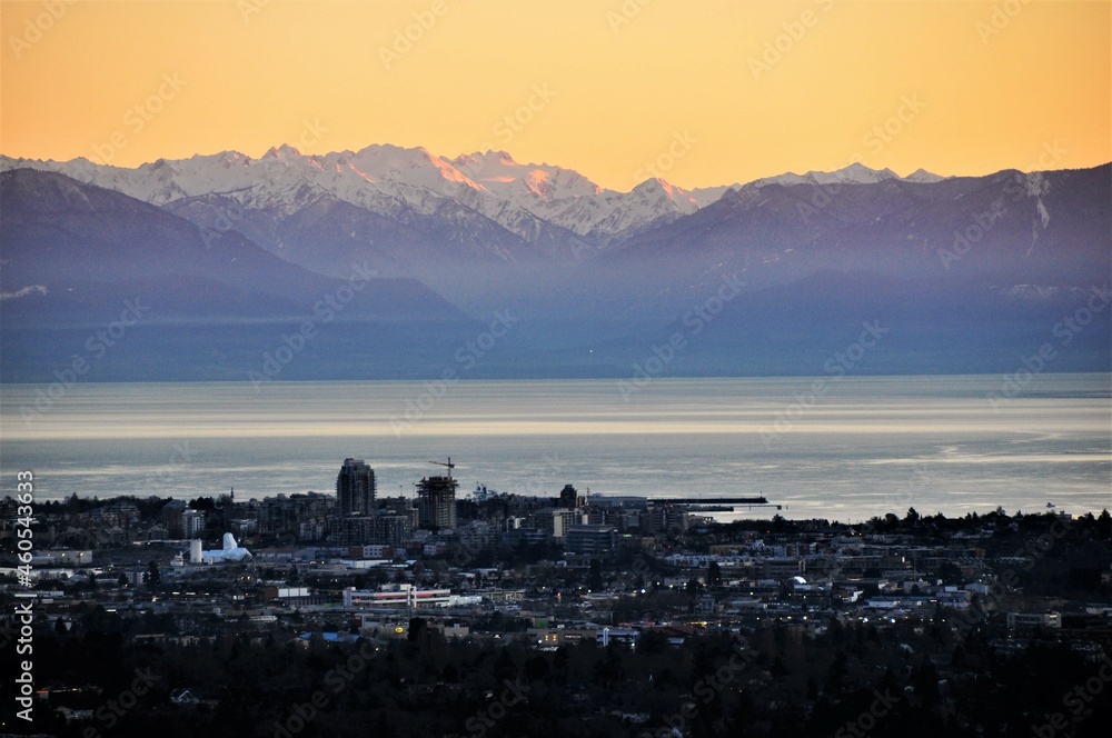 Early morning with the olympic mountains