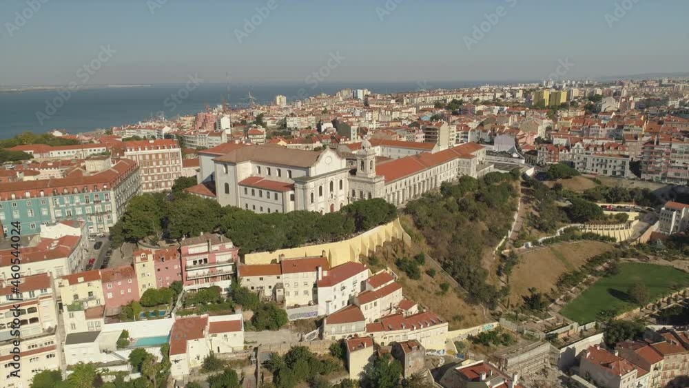 sunny day lisbon famous quarter cityscape aerial panorama 4k portugal sunny day lisbon famous quarter cityscape aerial panorama 4k portugal