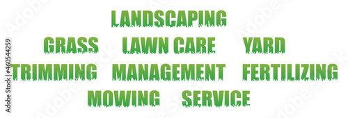 Landscaping Terms with Grass Cutouts | Lawn Care Logo Elements | Stylized Type for Yard Maintenance Services | Landscaper Clipart | Gardener Icons