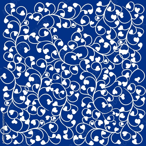 Vector design in Mexican flower style pattern with colors in blue and armed in continuous