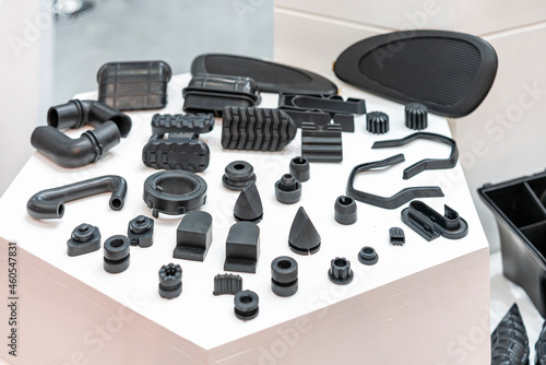 Fotografija Various compression molded rubber sample parts made from manufacturing process in industrial e