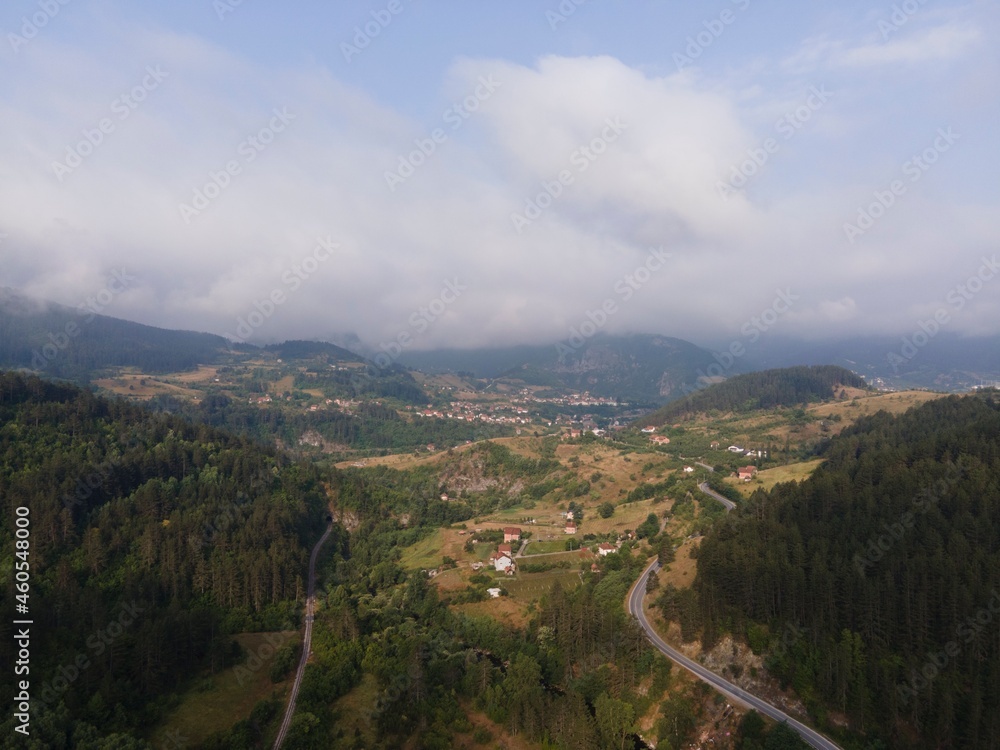 Fototapeta premium Zlatibor is a mountain region in Serbia filled with cafes, hiking trails, and restaurants for meal experience authentic Serbian food and Serbian hospitality, very pleasant natural environmen mountain