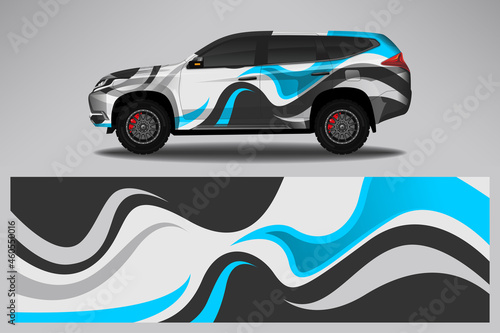 Wrap car vector design decal. Graphic abstract line racing background design for vehicle  race car  rally  adventure livery camouflage.