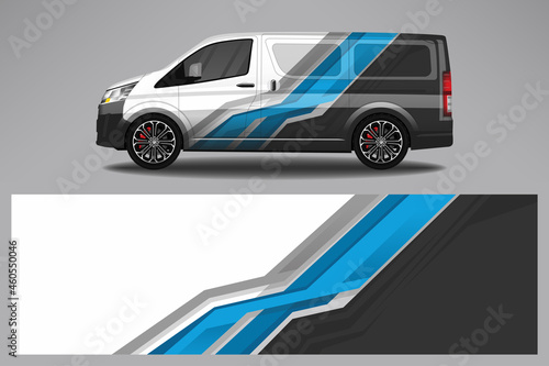 Fototapeta Naklejka Na Ścianę i Meble -  Wrap car vector design decal. Graphic abstract line racing background design for vehicle, race car, rally, adventure livery camouflage.