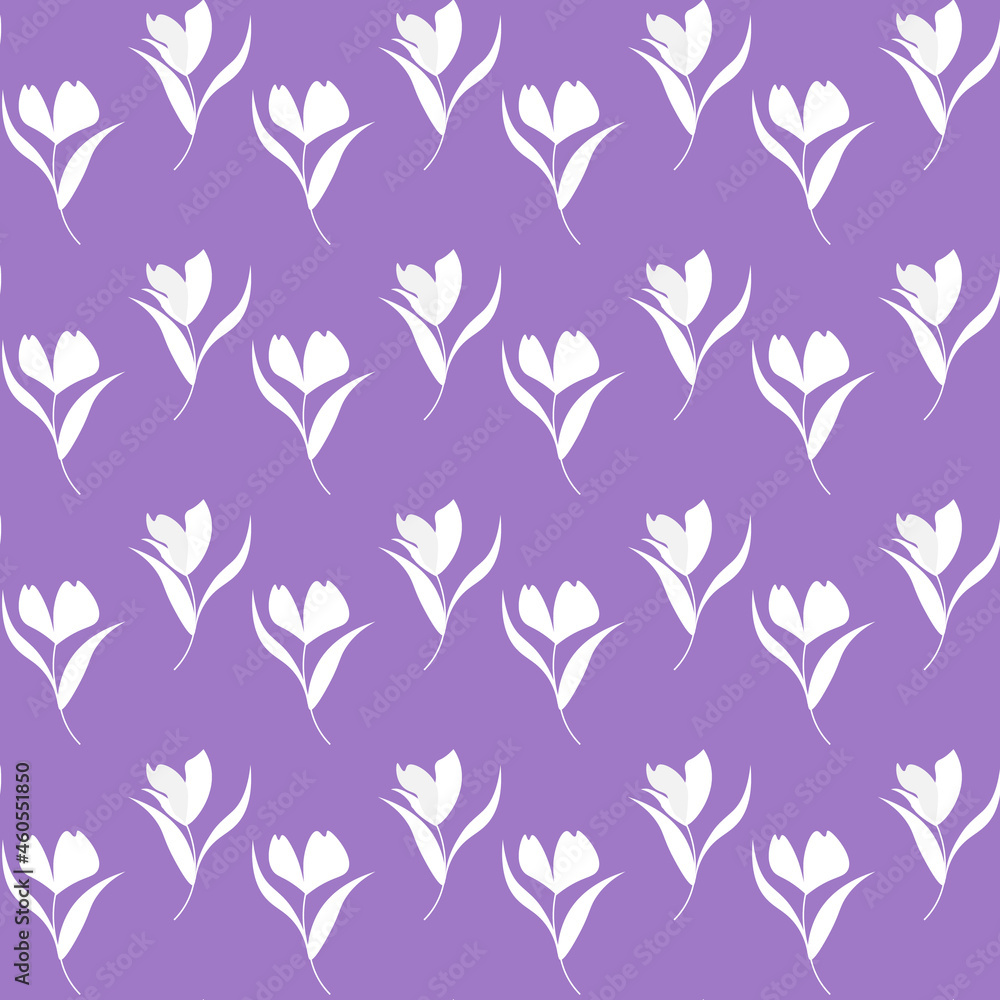 Pattern with simple white flowers on a lilac background. Vector illustration. For packaging, prints and fabrics, covers and brochures, various decor, scrapbooking. Pattern with simple white flowers on a lilac background. Vector illustration. For packaging, prints and fabrics, covers and brochures, various decor, scrapbooking.