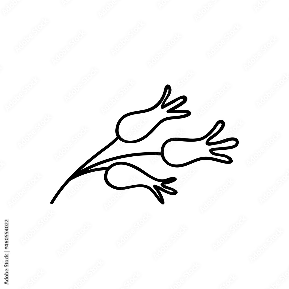 Obraz premium Single hand drawn rose hip twig. Vector illustration in doodles style. Isolated on white background.