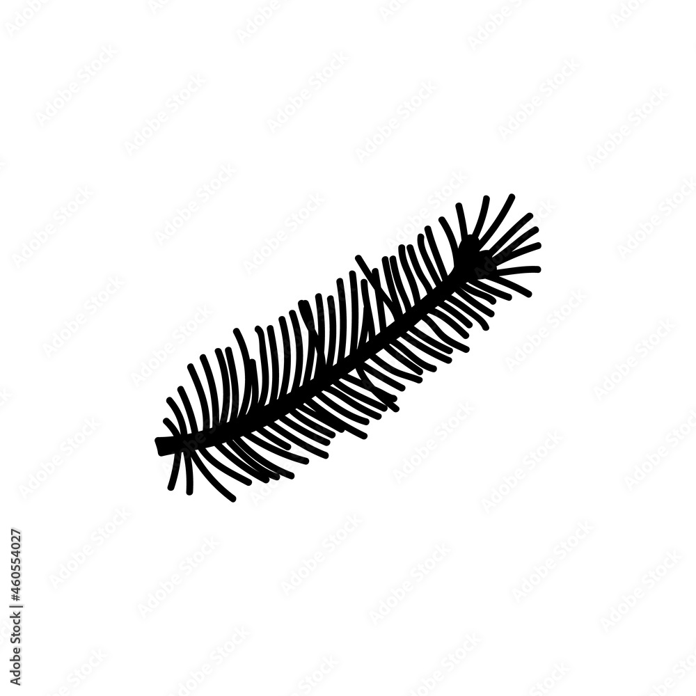 Single hand drawn Christmas pine twig. Vector illustration in doodles style. Isolated on white background. Single hand drawn Christmas pine twig. Vector illustration in doodles style. Isolated on white background.