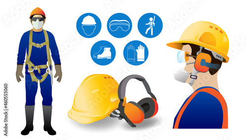 safety equipment, construction concept,Vector illustration