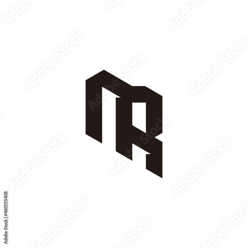 letter nr 3d flat construction design geometric logo vector