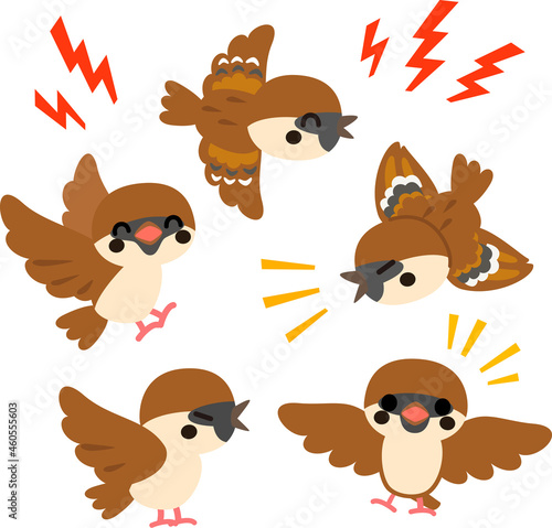 うるさく鳴くたくさんのスズメ