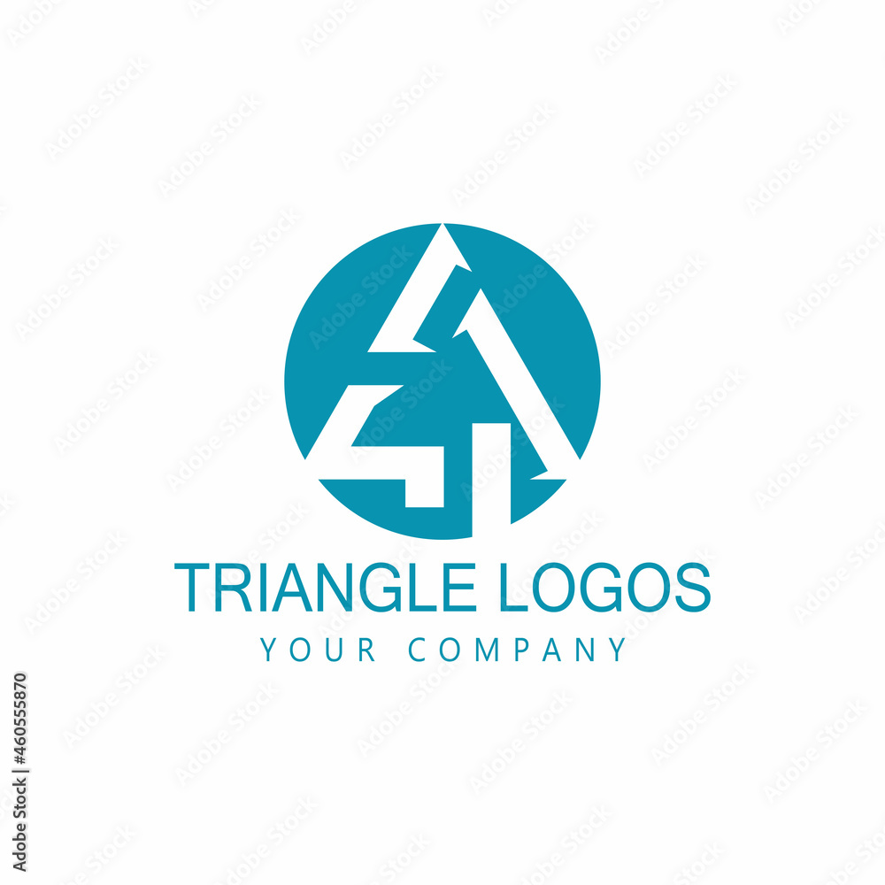 Futuristic Triangle Chain logo design inspiration Futuristic Triangle Chain logo design inspiration