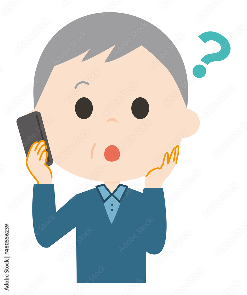 An old man talking on the phone. An old man talking on the phone.