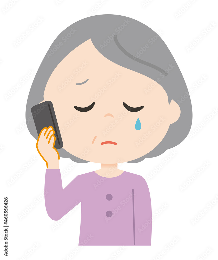 An old woman talking on the phone. An old woman talking on the phone.