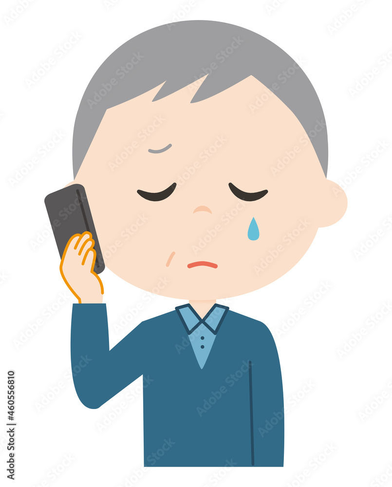 An old man talking on the phone. An old man talking on the phone.