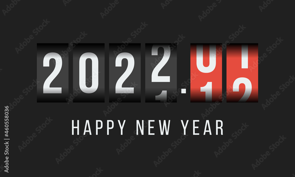 2022 happy new year, odometer styled greetings card - obrazy, fototapety, plakaty 