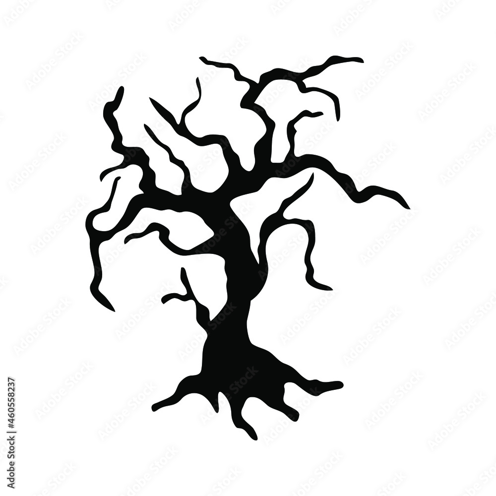 Sketch of a dry tree. Doodle illustration. Vector element for Halloween design. Sketch of a dry tree. Doodle illustration. Vector element for Halloween design.