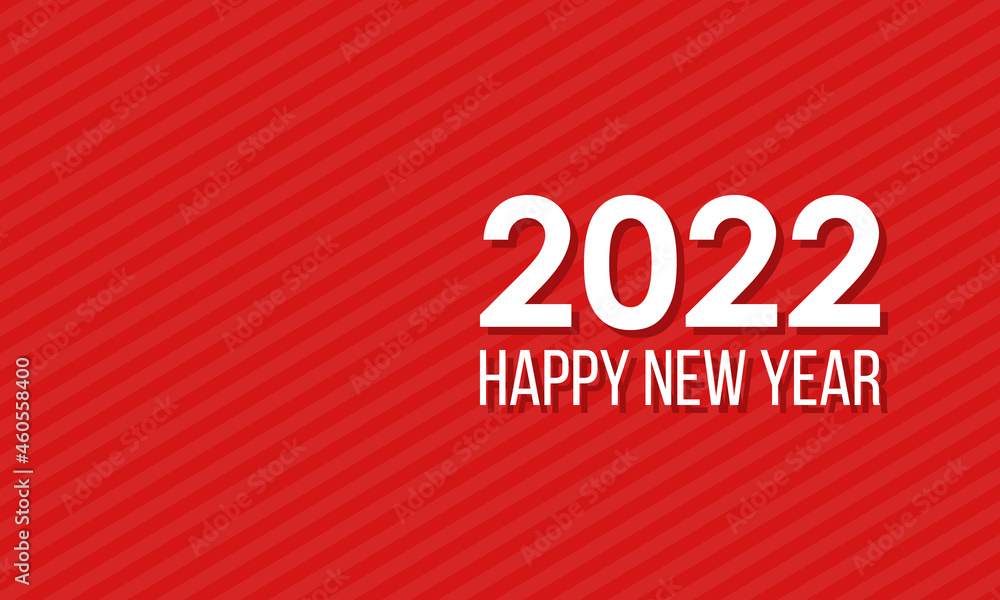 2022 happy new year, vector banner or poster on striped red background 2022 happy new year, vector banner or poster on striped red background
