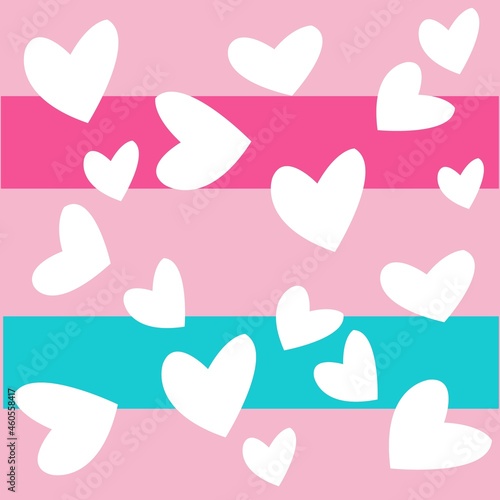 Cute hearts with lines in background and pattern style