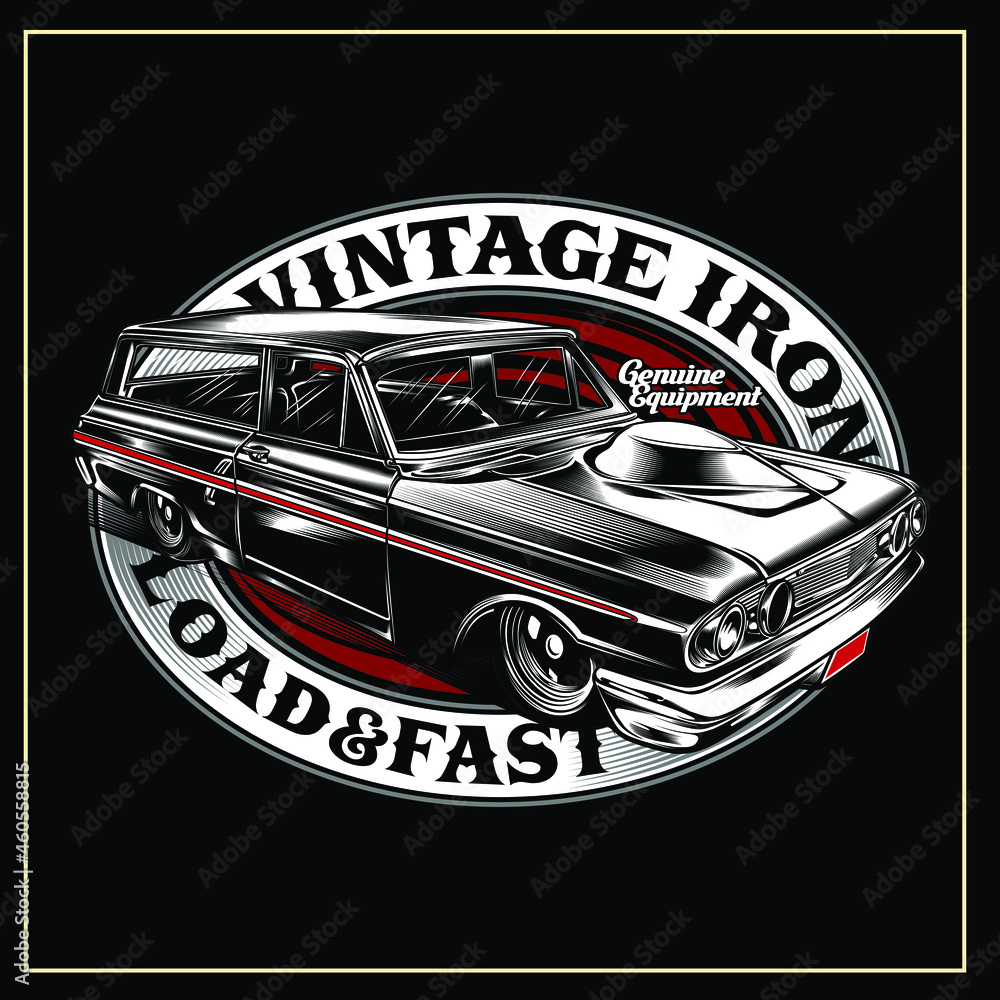 VINTAGE CAR ILLUSTRATION GRAPHIC  Can be used for digital printing and screen printing