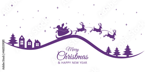 Merry Christmas with Santa Claus sleigh