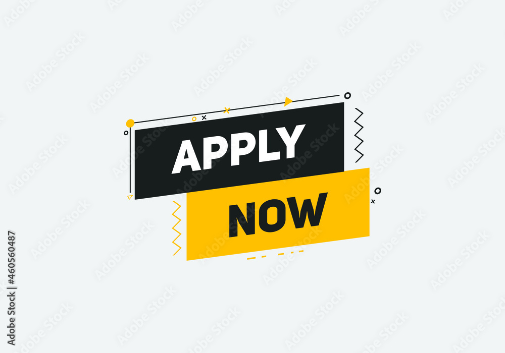 Naklejka premium apply now button. label sign template