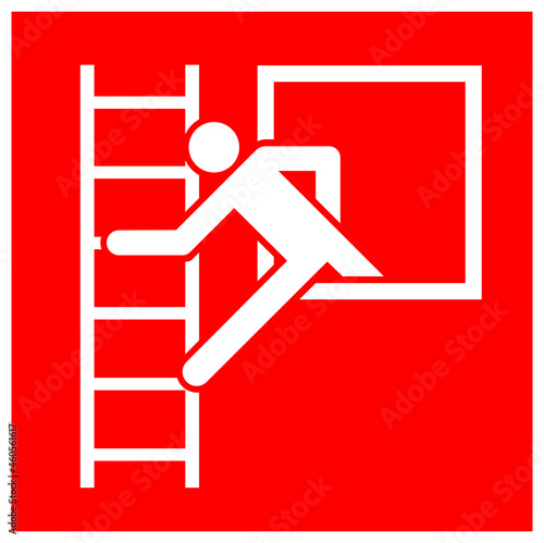 Emergency Window With Escape Ladder Symbol Sign, Vector Illustration, Isolate On White Background Label. EPS10