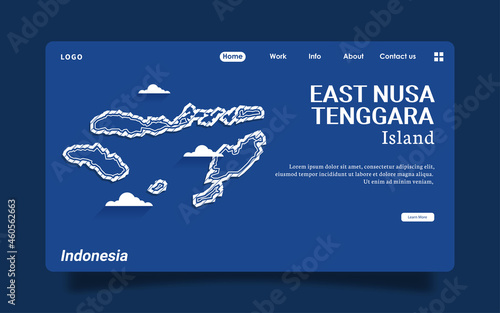 Landing Page - for social media East Nusa Tenggara Island vector map , High detailed illustration. East Nusa Tenggara Island, part of Indonesia, country in Asia. photo