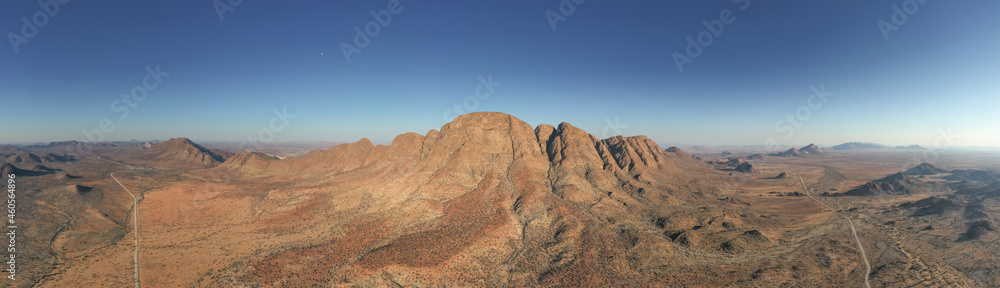 The natural scenery and arid environment of Namibia, Africa. Yellow background image.