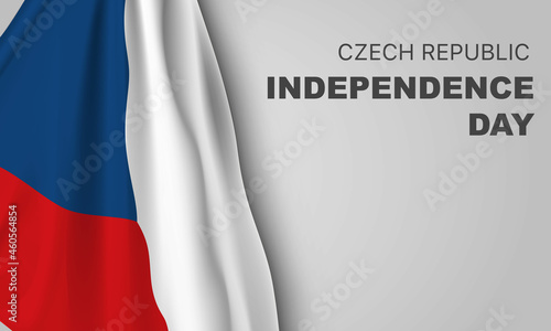 Czech Republic independence day vector banner, greeting card. Czechia wavy flag in 28th of October national patriotic holiday horizontal design.