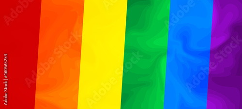 PRIDE MONTH banner on gradient rainbow background. LGBT flag. Template design, vector illustration. Love wins. Colorful symbols. Gay pride collection