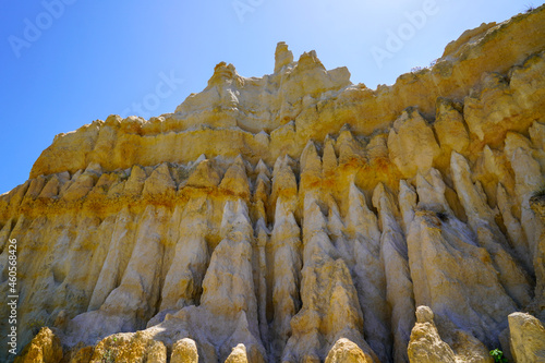 Ille sur tet site Les Orgues in france limestone nature chimneys stone natural formation photo