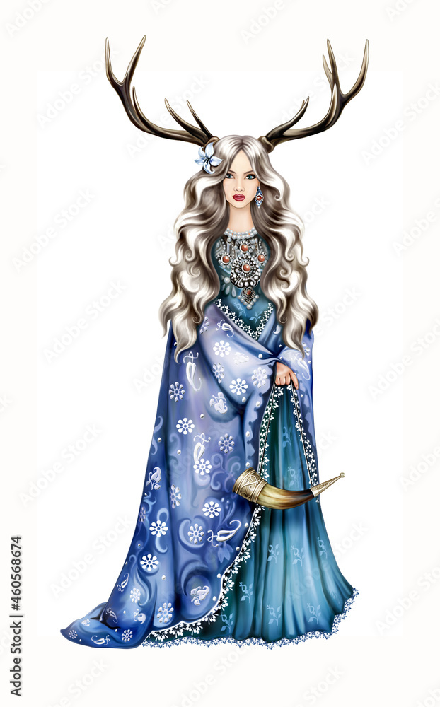 Beautiful Forest Goddess with horns