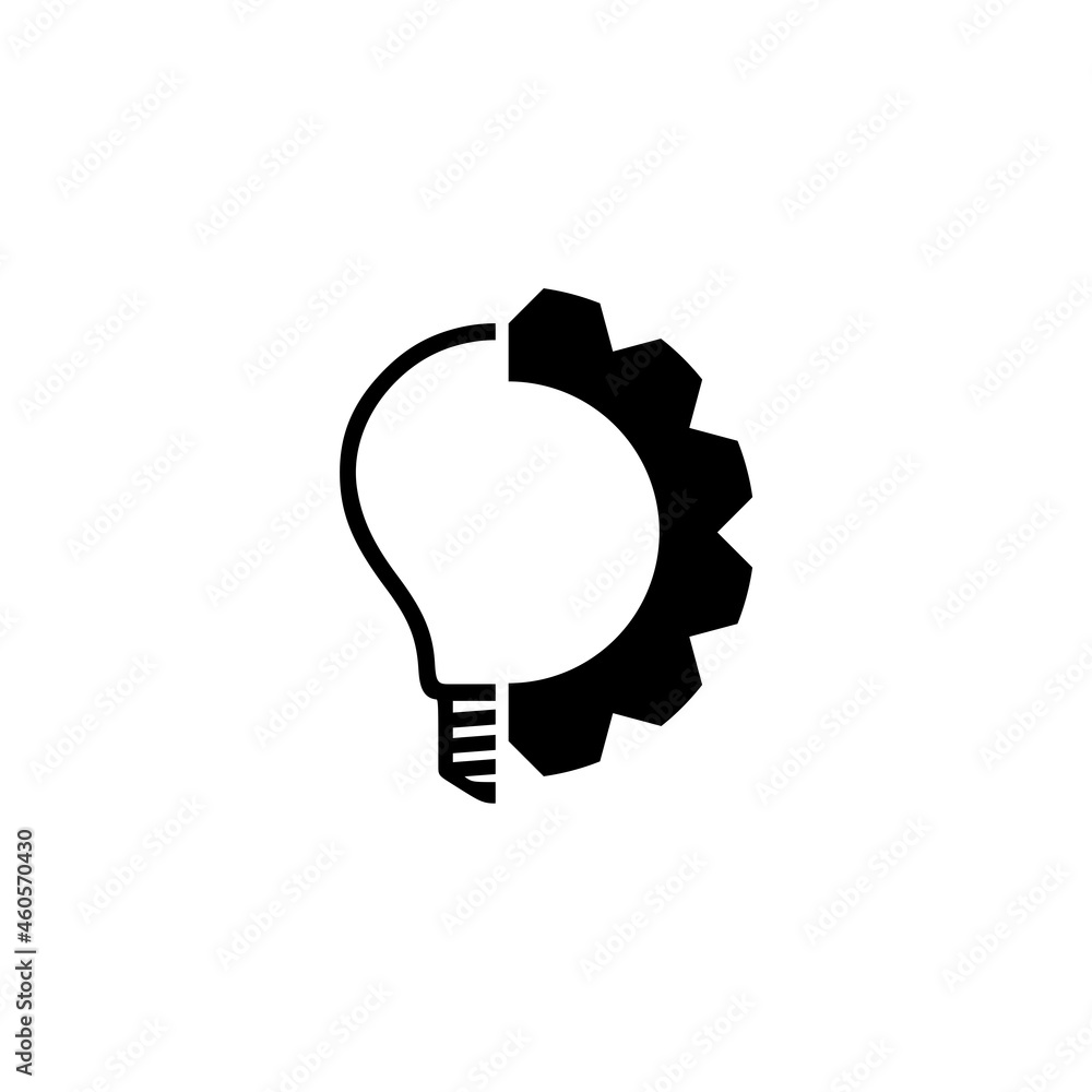 Innovation icon. Gear and light bulb icon isolated on white background Innovation icon. Gear and light bulb icon isolated on white background