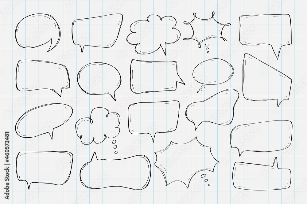 Hand drawn speech bubbles collection